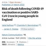 Recent study: no increase in death (cardiac or all causes) in ages 12-29 after mRNA vaccination. There was an increase in cardiac and all cause deaths after a SARS-CoV-2 infection.