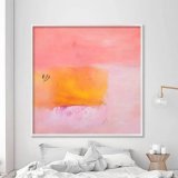 Orange and pink abstract painting colorful Print, Coral pink painting, pastel pink canvas print, extra large abstract wall art print #pink #abstractgeometric #nursery #orange #contemporary #framed #valentinesday #babyshower #babygirlnursery &hellip;