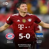 The unstoppable Robert Lewandowksi scores his 300th Bayern Munich goal as the champions steamroll Hertha.  #FCBBSC