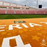 Voici le tapis d&rsquo;or qui couvre la piste d&rsquo;athl&eacute;tisme durant la comp&eacute;tition &agrave; Annaba et aussi &agrave; Oran et Constantine.  Ce tapis est fait par l&rsquo;entreprise national Tapis d&rsquo;or d&rsquo;Alg&eacute;rie #CH