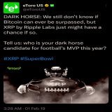 Twitter changed its name to &ldquo;X&rdquo; and proceeded to partner with eToro allowing Croptocurrency&rsquo;s into the platform.  E-toro has said on a tweet from 2019 that XRP could surpass #Bitcoin   Connect the dots. #Xrp
