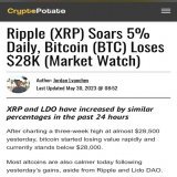#XRP SOARS 5% and #BITCOIN loses $28K  Perhaps is FINALLY time for #XRP decouple from #BTC and lead the next bull-run.