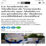 #ALERTA Respecto a la "Vacuna" #Abdala contra el #COVID19, la Academia de Medicina de Venezuela, se&ntilde;al&oacute; que Abdala no es una vacuna a&uacute;n, sino un COMPUESTO EXPERIMENTAL, y que los gobiernos, estan lucrando con la salud p&uacute;bl