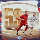 Level on 53 goals for the #ThreeLions!  @HKane  @WayneRooney