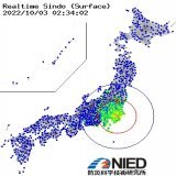 【緊急地震速報 最終報】 10月 3日  2時33分17秒ごろ、千葉県北西部を震源とするM3.9の地震が発生しました。 予想される最大震度は震度2、 震源の深さは50kmと推測されています。