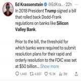 The DNC talking points must have been released this weekend. Apparently, the failure of ultra-woke Silicon Valley Bank isn&rsquo;t due to emphasis on DEI factors over creditworthiness of borrowers&hellip;it&rsquo;s Trump.