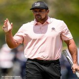 Bryson DeChambeau finished his round at the top of the leaderboard after shooting a 4-under 66, tied for his lowest career round at the #PGAChamp