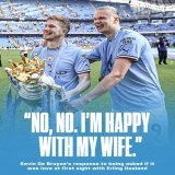Kevin De Bruyne was asked if it was love at first sight with Erling Haaland