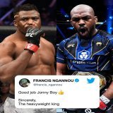 Francis had a message for the new heavyweight champ  #UFC285   (via @francis_ngannou)