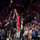 The 76ers made a franchise playoff record 21 3-pointers in their win over the Nets today.  James Harden made 7 of Philadelphia's 3-pointers. Only Allen Iverson (8) has made more in a playoff game in franchise history.