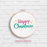 Happy Christmas Pdf Cross Stitch Pattern     #etsyshop #christmastree #pdfcrossstitchpatterns #digitalembroiderypatterns #handmadegifts #christmasgifts #walldecorideas #embroideryideas