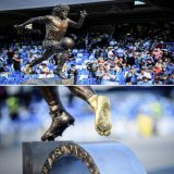 Napoli unveiled a Diego Maradona statue at the start of the season.  They are currently 7 points clear at the top of Serie A.  He's watching over them