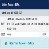 BetUS NBA Boost Damian Lillard 35+ pts and 5+ 3s boosted to +150   ~+3% EV  ~34% Probability  #BetUS #GamblingTwitter #NBA #NBATwitter #NBAPicks #RipCity #EVShark