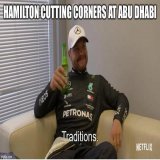 Hamilton leaving the track and gaining an advantage