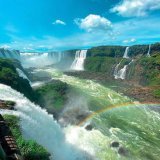 The beautiful Iguazu Falls located on the border of Brazil and Argentina.