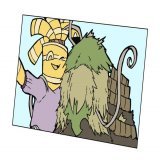 What's not shown: Chester having to stand on a stack of rocks.  I like to think that Chester and Wo have been friends for a really long time too.   #PokemonScarletViolet #pokemonart #gholdengo #wochien