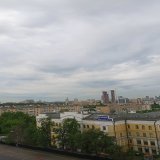 Утренняя Москва сегодня серая, хмурая, неприветливая, неяркая, но такая родная и любимая. Если бы не вид из окон, моё пребывание здесь было бы гораздо унылым и безрадостным. Надеюсь увидеть грандиозный салют 12 июня
