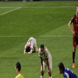 試合が終わったと同時に倒れ込みながら喜ぶ瀬古。 気持ち入ってただろうし、その姿はまるでキャプテンのようにも見えました。 #川崎フロンターレ #frontale  #瀬古樹 #札幌ドーム
