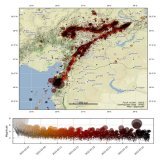 Almost 7,700 epicenters are represented on these map of aftershocks of #TurkeyEarthquake  Most recent aftershocks are in dark colors. Earthquake data : @DepremDairesi Fault model : @rangefront @USGS