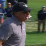 Phil Mickelson birdies to reach even par for the day, now trailing solo leader Bryson DeChambeau by 7 shots. #PGAChamp