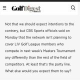 A few days ago CBS giving fair coverage at the Masters was the big story  Today the interview slate was released. While not the choice of CBS that was Augusta NGC it is surprising to see @PhilMickelson left off the list and a few other ex champs now 