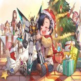 【グランブルーファンタジー】本日はクリスマス！ということで、イラストチームよりプレゼントをもらって喜ぶテツロウと温かく見守るハレゼナ、マリエ、シロウのイラストをお届け！&hellip;&hellip;おや？彼を見つめているのは3人だけではないようですね。皆さまのもとにも素敵な幸せが訪れますように！ #グラブル