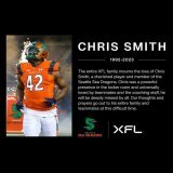 Seattle Sea-Dragons suffer a tragic loss as Chris Smith has passed away. He went to Arkansas where he was drafted 5th round by Jacksonville. He would play in the NFL from 2014-2021. He played in 4 games this year for Seattle in the XFL. RIP