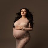 This gorgeous mama is having a boy! She looked stunning in this pearl dress\ud83e\udd0d