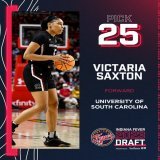 with the 25th pick in the 2023 #WNBADraft, we have selected South Carolina forward Victaria Saxton.  welcome to Indiana, @v5axton!  #sponsored | @AnthemBCBS