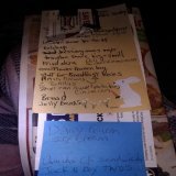 My to do list tomorrow. And now another thing. Back is brookshires ad. Front is my mom list for her and gma, store &amp; Walmart. I wrote dairy queen dwn bec, free cone day tomorrow. So, wish me luck, cause no sleep tonight. Just set out cups of vine