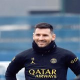 Lionel Messi getting geared up to face Bayern Munich in the Champions League later tonight