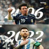 メッシがワールドカップでまた新たな偉業を達成  2006年、1試合で得点とアシストをそれぞれ決めたW杯史上最年少の選手になった(18歳357日 戦)  2022年、1試合で得点とアシストをそれぞれ決めたW杯史上最年長の選手になった(35歳155日 戦)