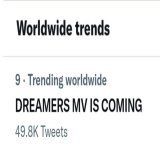 [] DREAMERS MV IS COMING is trending Worldwide at #9. While multiple keywords such as #JungkookMV and #Dreamers2022 are also trending on Twitter.