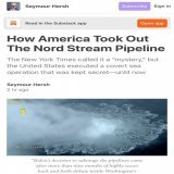 Взрывчатку под &laquo;Северный поток&raquo; заложили водолазы из США, &mdash; Сеймур Херш &laquo;Взрывчатку под газопроводы "Северный поток" 1 и 2 заложили водолазы США под прикрытием учений НАТО, а активировали её норвежцы&raquo;. Приказ отдал Салли