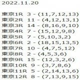 中央競馬【全レース予想】       2022.11.20  (日）       東京　阪神　福島 　　               マイルチャンピオンシップGⅠ  2022     発走時刻：15時40分    \u2605（画像  3  枚です）\u2605