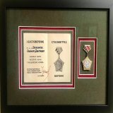 Commemorative badge and citation honoring veterans of the 62nd (8th Guards) Army presented to Polycarp Dmitrievich Ovchinnikov, signed by Marshal V. I. #Chuikov. From my collection. #Чуйков #Stalingrad #Сталинград