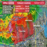 TORNADO WARNING for Dallas County until 5:30pm. Storm has ramped up and so has circulation near Irving and Love Field. Very large hail possible in this storm in addition to the tornado threat. #wfaaweather  Radars: