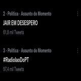 O desespero do bolsonarismo &eacute; por n&atilde;o ter mais o dom&iacute;nio das redes, n&atilde;o conseguem emplacar suas mentiras. Nem com uso de rob&ocirc;s.  Dia 30 vamos derrotar essa turma!  JAIR EM DESESPERO