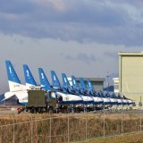 愛知県政150周年記念行事の展示飛行のためブルーインパルスは、 8機並んでいます。晴れ。20221125 #ブルーインパルス #松島基地 #小牧基地 #愛知県政150周年記念行事