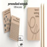 Handy notepad to keep in your knitting/crochet project bag for those important pattern notes. Personalised with the text of your choice on the cover:   #recycled #GiftIdeas #EcoGifts #ZeroWasteGifts