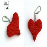 Hand-crocheted heart keychains or bag charms in organic cotton - I make these in a varitey of colours.   #EcoFriendly #GiftIdeas #EcoGifts #OrganicCotton
