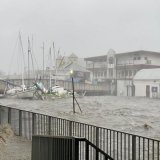 #HurricaneLisa: This image shared with us shows the small sailboats have been pushed into the Swing Bridge in #Belize City