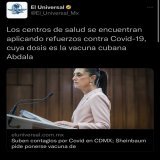 Ahora que hay una nueva alza de casos de Covid, @Claudiashein los invita a ponerse la vacuna Abdal&aacute; (no aprobada por la OMS) porque es la &uacute;nica que compraron para financiar a la dictadura cubana.   &iquest;Qui&eacute;n dice &ldquo;yo &r