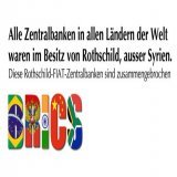 ブラジル、ロシア、インド、中国、南アフリカなどのBRICS諸国の中央銀行は、ロスチャイルドの石油ドルから逃れ、破産することはありません。  これらの 150 以上の BRICS 諸国は、すでに金に裏打ちされた通貨に切り替えています。 &darr;