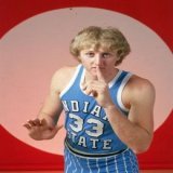 Larry Bird hails from French Lick, Indiana and is a member of the College &amp; Naismith Basketball Hall of Fame Hall of Fame. He is still the only NBA player to be ROY, MVP, Finals MVP, All-Star MVP, Coach of the Year &amp; Executive of the Year. #T