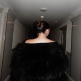 Photo shared by maria guardiola on January 19, 2024 tagging @barbarabuiofficial. May be an image of 1 person, makeup, fur coat, gown and dress.