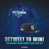 RT to Win    Now&rsquo;s your chance to get your hands on a PostSEAson locker room t-shirt and cap, thanks to the @MarinerStore. All you need to do is hit the retweet button for your chance to win! #SeaUsRise