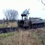 Донбасс. ВСУ кустарно приварили НАРы на БМП-1. Итог ноль попаданий.  Ну еще бы ее колбасит эту конструкцию как .. трансформера ...  Бгг
