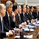 On the left, same guys, but with nice suits.   Will  ever incarcerate its financial terrorists?