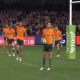 Controversial, but looks like the correct decision for time wasting. He stood there with his team mates screaming at him to hurry up and kick it out. They knew! #AUSvNZL